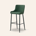Tabouret de bar MATEO en cuir vert – Hauteur 75 cm avec cadre en métal élégant
