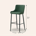 MATEO 75cm Green Vegan Suede Bar Stool Liquidation Deluxe