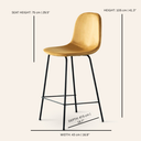 Tabouret de bar en velours MILAN (65 cm – Jaune)