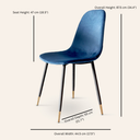 Chaise de salle à manger en velours MILAN (BLEU)