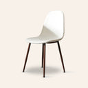Chaise d'appoint Milan en similicuir blanc avec pieds en imitation noyer – Chaise d'appoint de salle à manger moderne