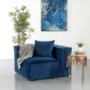 Module de chaise d'angle en tissu velours bleu MASON