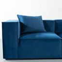 Module de chaise d'angle en tissu velours bleu MASON