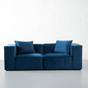 Module de chaise d'angle en tissu velours bleu MASON