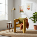 Fauteuil d'appoint moderne MEZE en tissu – Revêtement jaune, élégant et confortable
