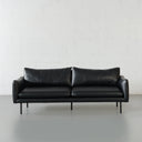 Canapé en cuir MAPLETON (3 places, noir) – Moderne, confortable et durable
