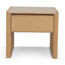 Linden Travertine Bedside Table (Creme Ash)
