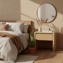Linden Travertine Bedside Table (Creme Ash)