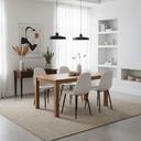 Chaise d'appoint Milan en similicuir blanc avec pieds en imitation noyer – Chaise d'appoint de salle à manger moderne