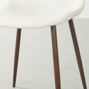 Chaise d'appoint Milan en similicuir blanc avec pieds en imitation noyer – Chaise d'appoint de salle à manger moderne