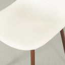 Chaise d'appoint Milan en similicuir blanc avec pieds en imitation noyer – Chaise d'appoint de salle à manger moderne