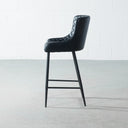 MATEO 55cm Black Leather Bar Stool – Modern & Comfortable Seating