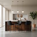 Tabouret de bar MATEO 55 cm en cuir noir – Assise moderne et confortable