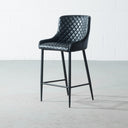 Tabouret de bar MATEO 55 cm en cuir noir – Assise moderne et confortable
