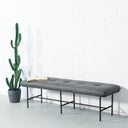 MILAN Grey Leather Bench