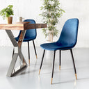 Chaise de salle à manger en velours MILAN (BLEU)
