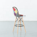 ESSEN 65cm Fabric Stool – Multicolor Patchwork Counter Stool with Mid-Century Flair