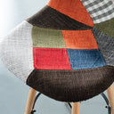 ESSEN 65cm Fabric Stool – Multicolor Patchwork Counter Stool with Mid-Century Flair