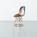 ESSEN 65cm Fabric Stool – Multicolor Patchwork Counter Stool with Mid-Century Flair