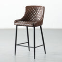 Tabouret de bar MATEO 65 cm en cuir marron – Assise moderne et confortable
