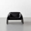 CHELSEA Leather Lounge Chair – Black – Modern Accent Armchair Seating