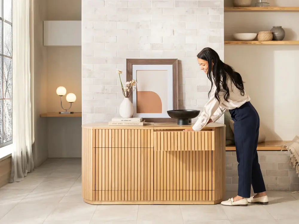 Buffet rond transformable - Rangement à panneaux - Liquidation Deluxe