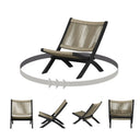 Fauteuil lounge Agave en bois et corde - Beige et noir