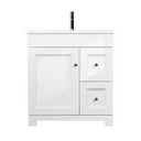 Meuble-lavabo autoportant LUXO MARBRE CLASSIC de 79 cm (31 po) avec 1 porte et 2 tiroirs, style Shaker, avec lavabo MOD 3122-1-107S