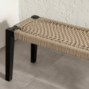 Agave - Wood and Rope Bench -  Beige and Black