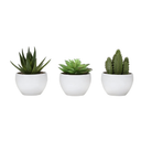 PLANTE ARTIFICIELLE - 3 PIÈCES / SUCCULENTE DE 15 CM DE H DANS UN POT BLANC DE 7,5 CM 